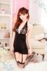 Black Temptation Womens MM0037 Floral Openwork Lingerie Set Babydoll Black