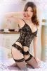 Black Temptation Womens MM0191 Sexy Sheer Rose Lingerie Set Babydoll Black