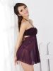 Black Temptation Womens XM046 Enchanting Sheer Halter Lingerie Medium Purple