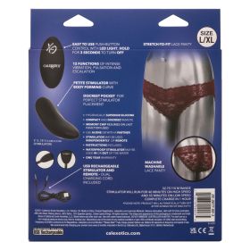 Remote Control Lace Panty Set (Color: Burgundy, size: Large/XLarge)